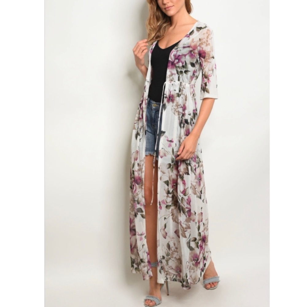 Sheer Vintage Floral Duster